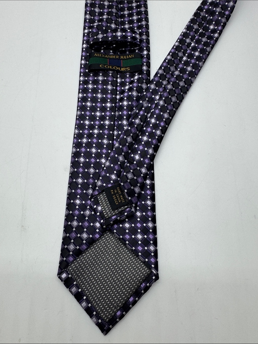 Alexander Julian Purple Geometric Silk Tie #0100